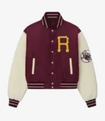 Rhude Batting Cage Varsity Maroon Jacket For Unisex