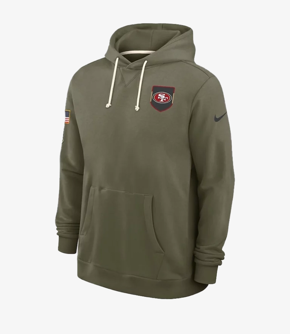 San Francisco 49ers Nike Olive Green 2025 Salute to Service Sideline Hoodie Unisex San Francisco 49ers Nike Olive Green 2025 Salute to Service Sideline Hoodie