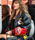 Taylor Swift NFL Chiefs VS Buccaneers Game 2024 Black Leather Jacket3