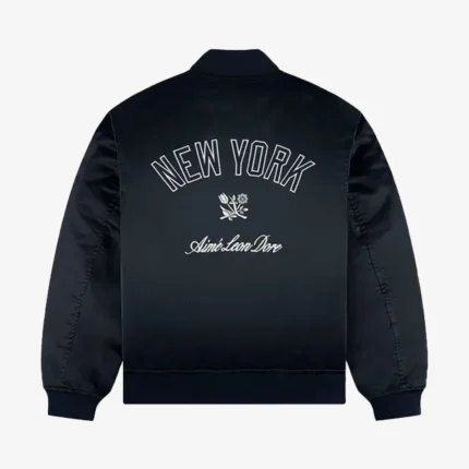 Aimé Leon Dore x New York Yankees Navy Satin Varsity Jacket