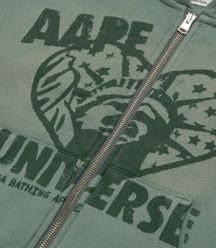 Bape x AAPEUNVS Zip Up Khaki Fleece Hoodie