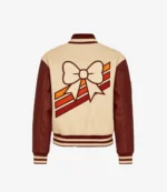 Beige ‘V’ Patch Letterman Jacket