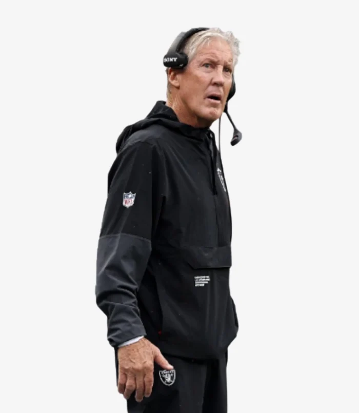 Pete Carroll Las Vegas Raiders Half-Zip Black Anorak Jacket For Unisex