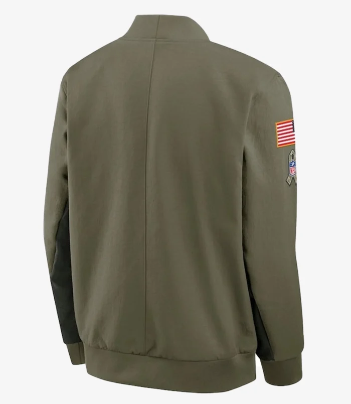 Philadelphia Eagles Nike Olive Green 2025 Salute to Service Sideline Full-Zip Bomber Jacket