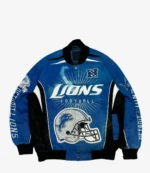 Vintage NFL Detroit Lions Blue Racing Bomber Jacket For Unisex