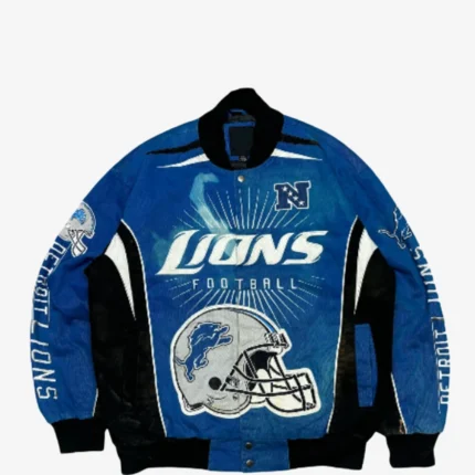 Vintage NFL Detroit Lions Blue Racing Bomber Jacket For Unisex