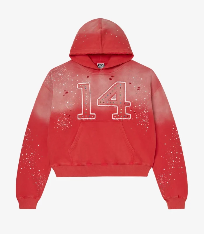 Vale Forever 14 Patch Pullover Fleece Red Hoodie For Unisex