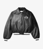 Vale Forever Valley Coach Black Leather Bomber Jacket For Unisex