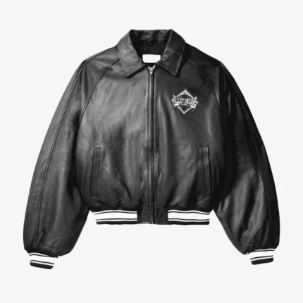 Vale Forever Valley Coach Black Leather Bomber Jacket For Unisex