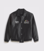 Vegan LeatherVarsity Bomber Jacket 1