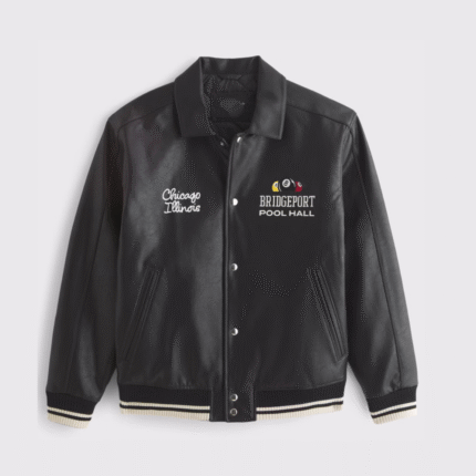 Vegan LeatherVarsity Bomber Jacket 1