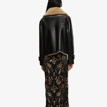 Women's Veronica Danika Shiny Black Shearling Jacket