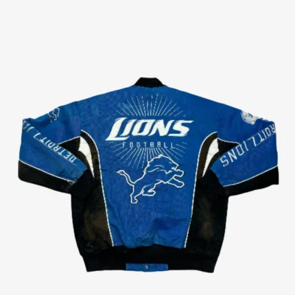 Unisex Vintage NFL Detroit Lions Blue Racing Bomber Jacket