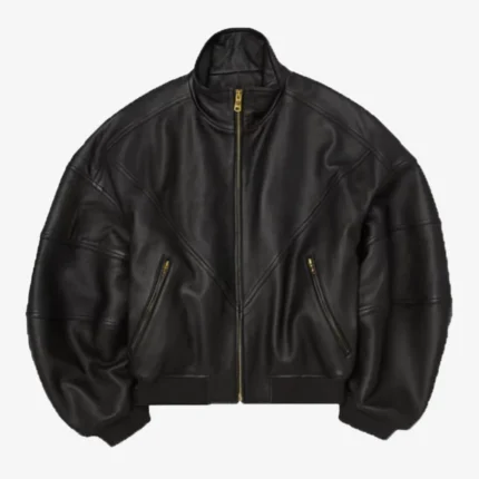 Unisex Willy Chavarria Ruff Rider Black Leather Bomber Jacket