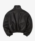 Willy Chavarria Ruff Rider Black Leather Bomber Jacket