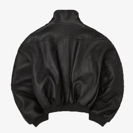 Willy Chavarria Ruff Rider Black Leather Bomber Jacket