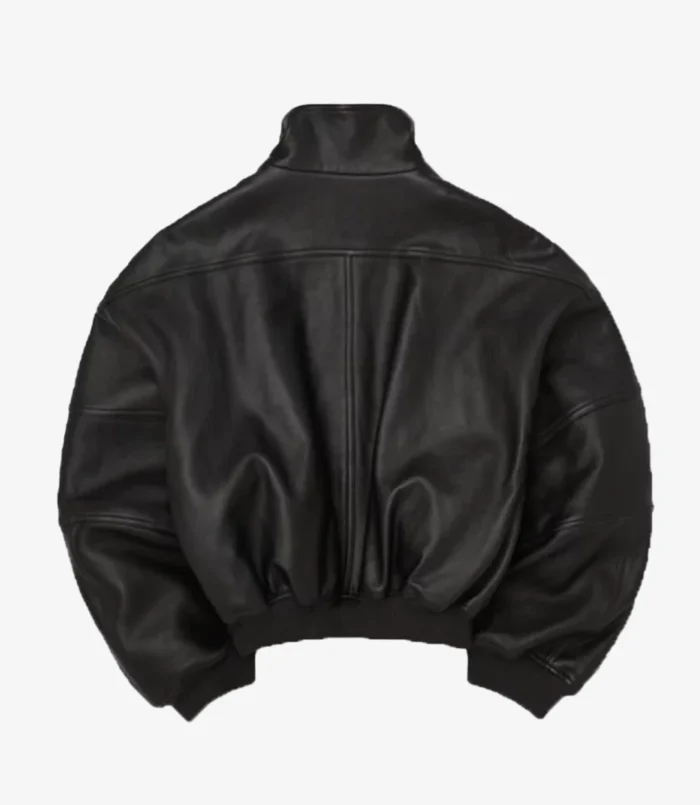 Willy Chavarria Ruff Rider Black Leather Bomber Jacket