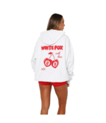 Women White Fox Cherry Hoodie 2