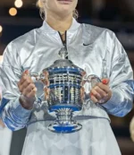 2025 US Open Aryna Sabalenka Nike Silver Crop Jacket For Womens