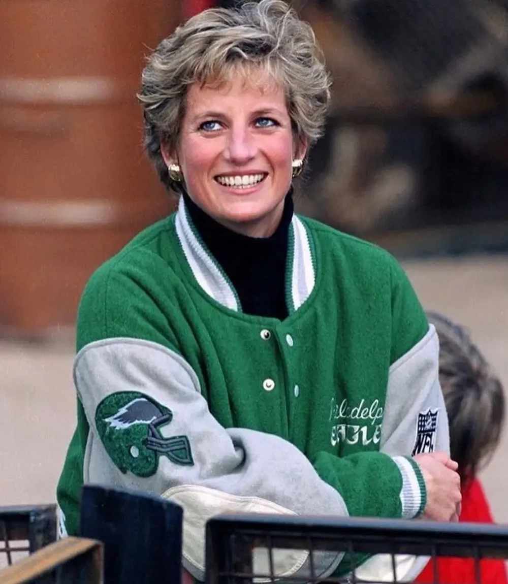 Womens Princess Diana Eagles Green Wool Varsity Jacket Princess Diana Eagles Green Wool Varsity Jacket