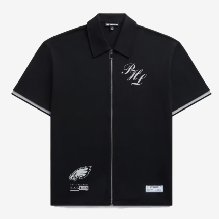 Unisex Philadelphia Eagles Off Season Black Heavy Jersey Zip-Up T-Shirt