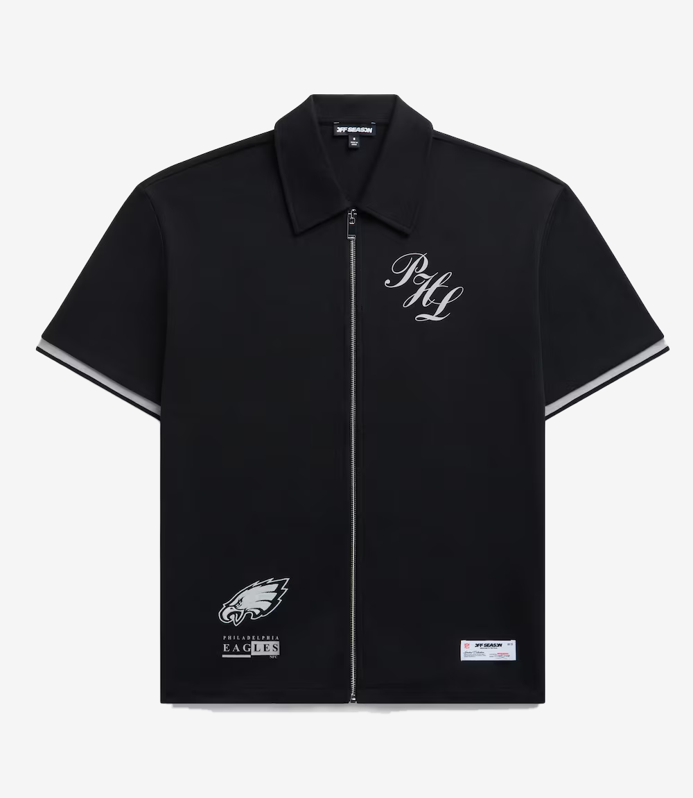 Philadelphia Eagles Off Season Black Heavy Jersey Zip-Up T-Shirt Unisex Philadelphia Eagles Off Season Black Heavy Jersey Zip-Up T-Shirt