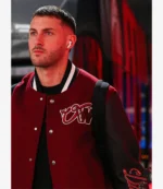 Unisex 2025 AC Milan x Off-White Maroon & Black Varsity Jacket