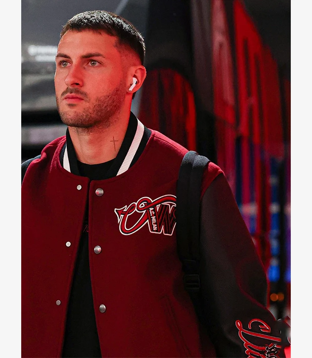 2025 AC Milan x Off-White Maroon & Black Varsity Jacket Unisex 2025 AC Milan x Off-White Maroon & Black Varsity Jacket