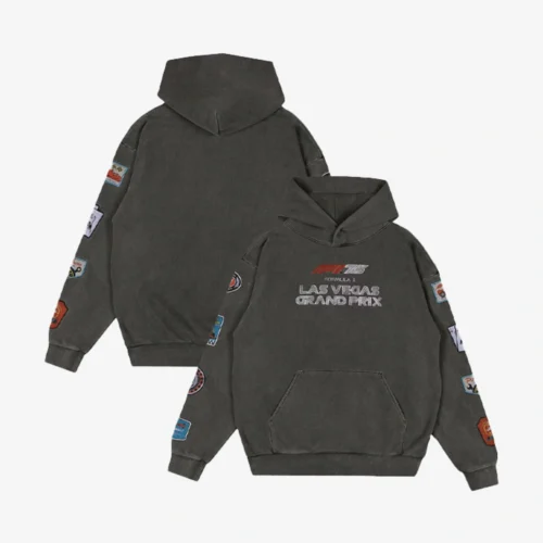 Unisex 2025 Las Vegas Grand Prix Retro Patch Pullover Black Hoodie