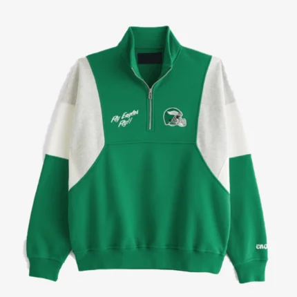 Unisex Abercrombie Philadelphia Eagles Half-Zip Green Sweatshirt