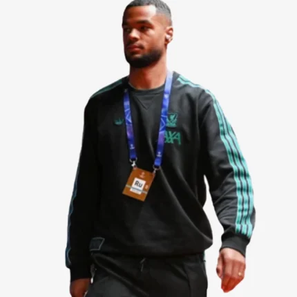 Unisex Adidas LFC Striped 25-26 Icons Sweatshirt Black & Green