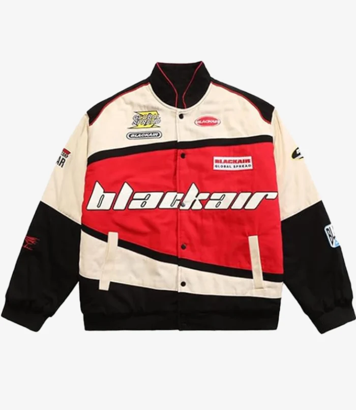 Unisex Air Racing Style Brown and Beige Varsity Jacket