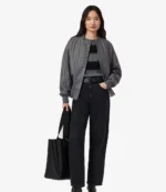 All Saints Sofi Drawstring Leather Bomber Jacket