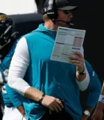 American Football Head Coach Liam Coen Jacksonville Jaguars Team Logo EverBank Stadium 2025 Blue Vest For Unisex