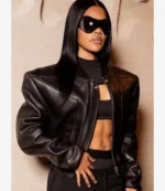 American Singer Teyana Taylor Event 2025 Black Bomber Leather Jacket