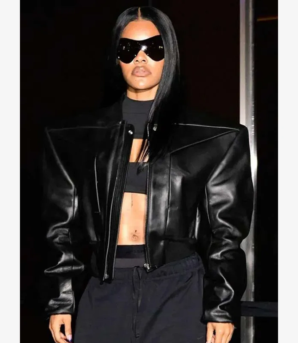 American Singer Teyana Taylor Event 2025 Black Bomber Leather Jacket Unisex American Singer Teyana Taylor Event 2025 Black Bomber Leather Jacket
