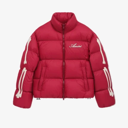 Unisex Amiri Red And Black Bones Down Jacket
