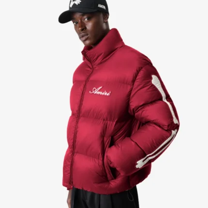 Amiri Red And Black Bones Down Jacket