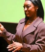 Buenos Aires 2025 Simone Biles Cropped Brown Blazer