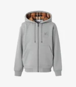 Burberry Grey Zip-Up Hoodie For Unisex