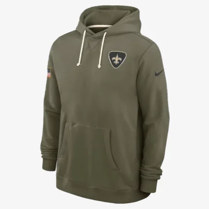 Coach Kellen Moore New Orleans Saints Salute to Service 2025 Olive Green Fleece Hoodie