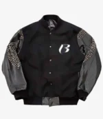 Unisex DMX Ruff Ryders Black Letterman Jacket with Leather Sleeves