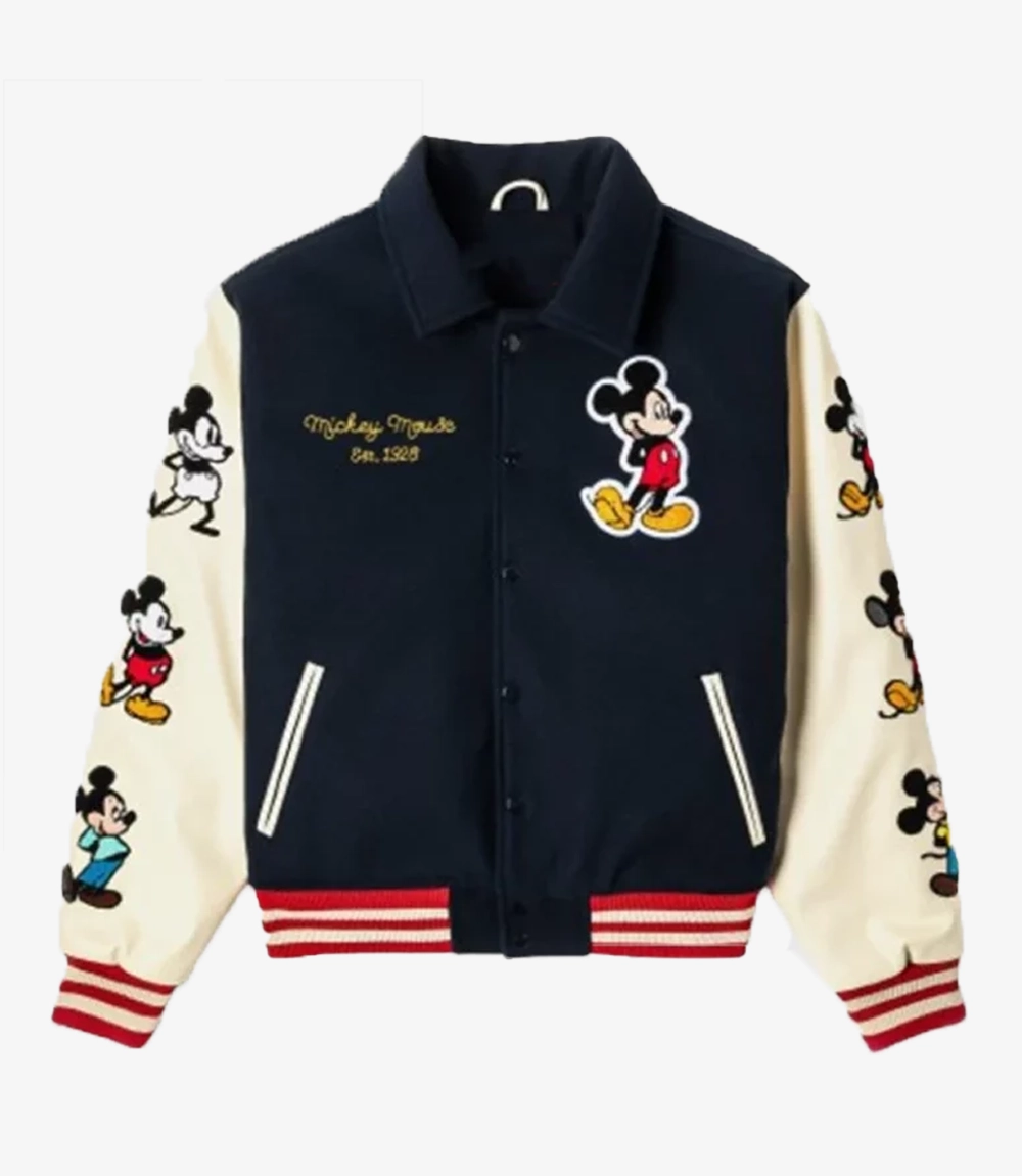Disney Mickey and Friends by Shoe Palace Mickey Icon Varsity Jacket Unisex Disney Mickey and Friends by Shoe Palace Mickey Icon Varsity Jacket