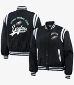 Unisex Erin Andrews Black Philadelphia Eagles Full-Snap Bomber Jacket
