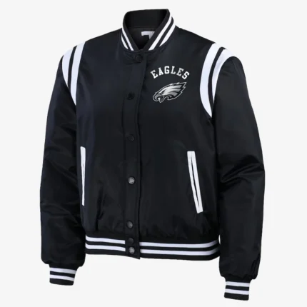 Erin Andrews Black Philadelphia Eagles Full-Snap Bomber Jacket