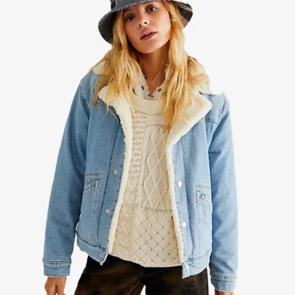 Unisex Free People Off-the-Grind Blue Denim Sherpa Jacket