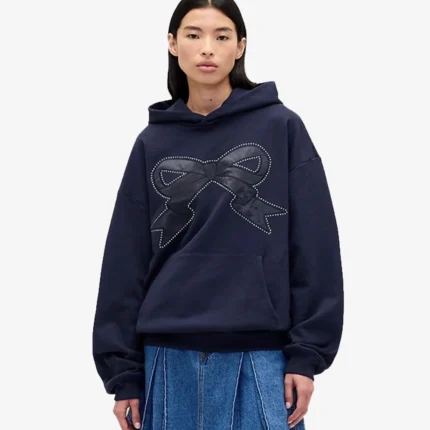 Gap × Sandy Liang Bow Oversized Navy Blue Hoodie