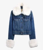 Unisex Gap × Sandy Liang Vegan Fur Crop Blue Denim Jacket