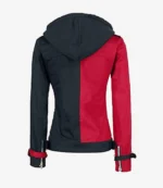 Harley Quinn Biker Style Black and Red Hoodie Jacket