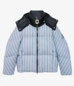 Unisex JW Anderson x Moncler Striped Blue Puffer Jacket